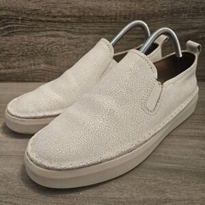 Frye‎ Women's Low White Leather Slip On Sneakers Shoes Size 10 M 3470730-WHT